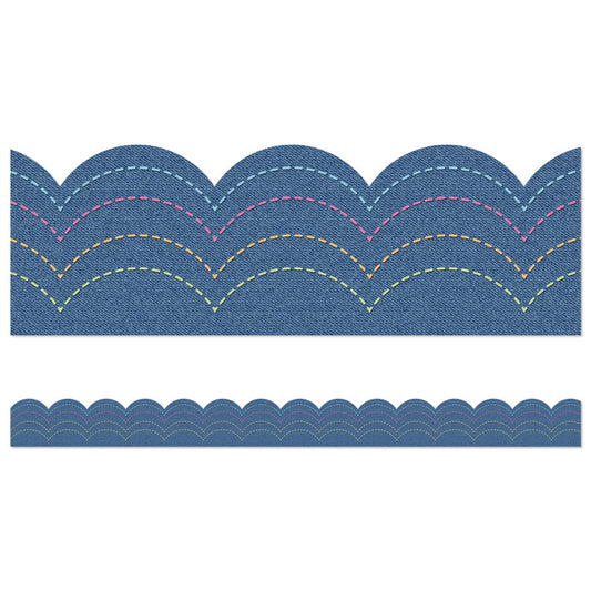 Crafty and Cool Denim Scalloped Bulletin Board Borders, 39 Feet