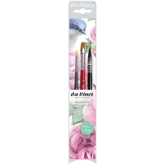 CASANEO, NOVA & COSMOTOP-SPIN Botanical Art Brush Set, Synthetic, Watercolor, Assorted, 3 Brush Set