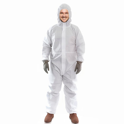 AMZ Medical Supply Disposable Coveralls for Men Women 2X Large Pack of 5 White