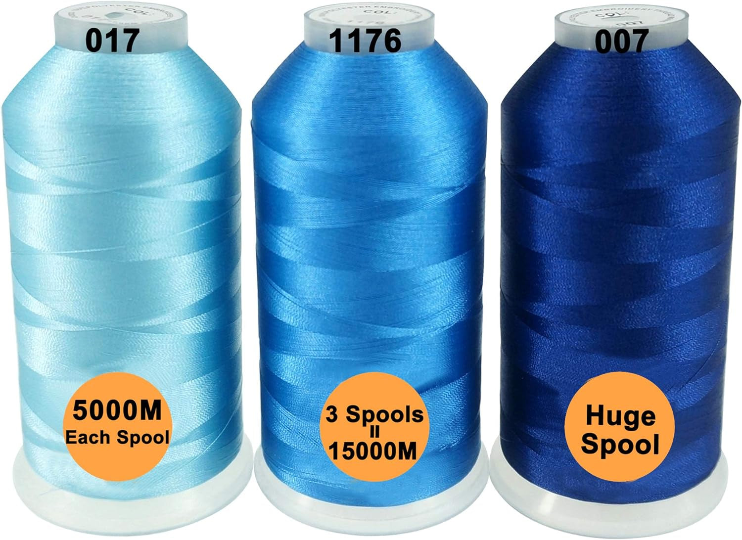 Polyester Embroidery Machine Thread Assorted Color Packs - 40 Options - 5000M Spool - for All Embroidery Machines