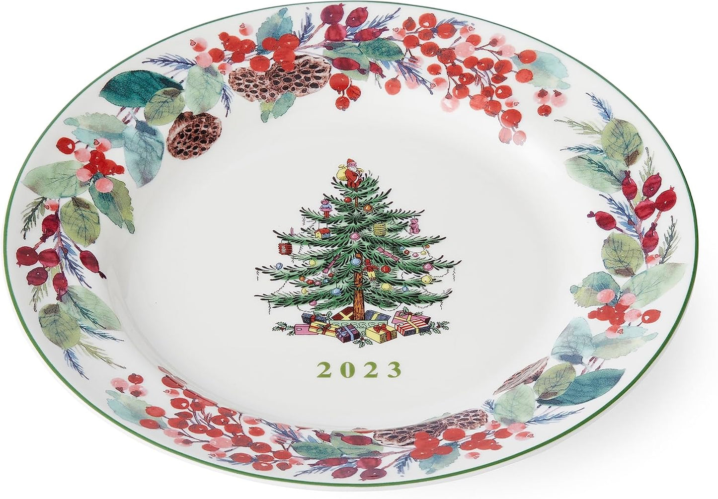 Porcelain 8-Inch Christmas Decorative Plate, 2023 Annual Collector, Traditional Style, Microwave & Dishwasher Safe