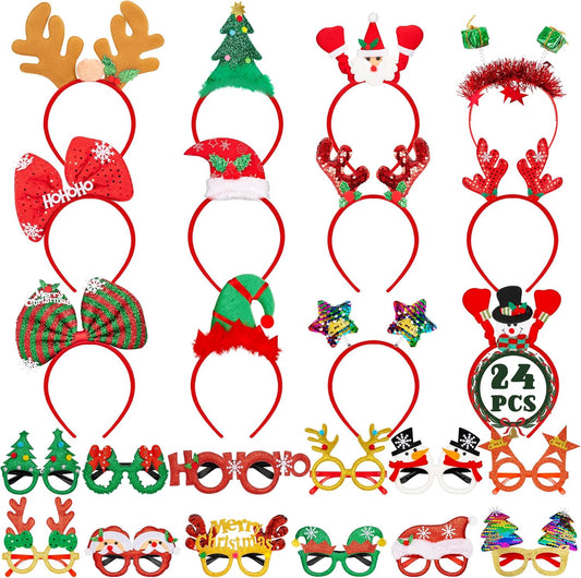 Christmas Party Favors, Cute Christmas Glasses Headbands Set, Christmas Headwear, Christmas Glasses Frames