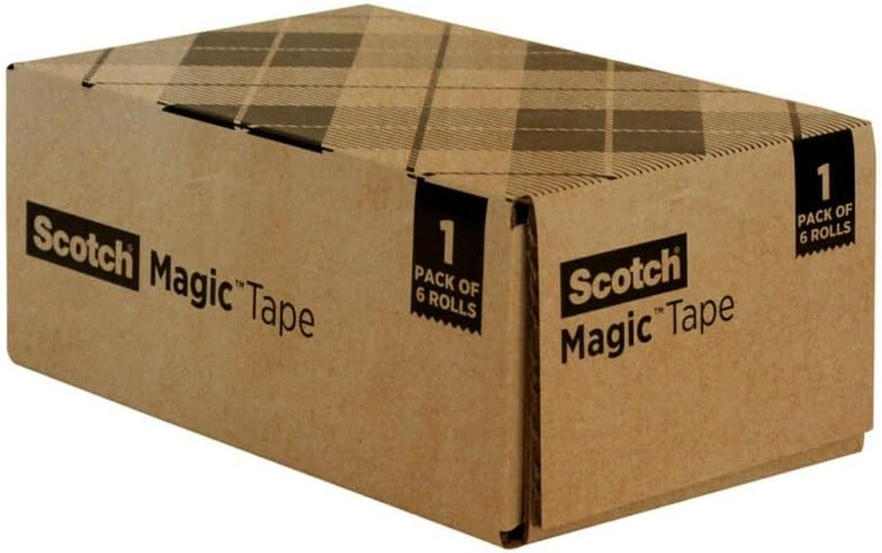 Magic Tape, Invisible, Home Office Supplies and Back to School Supplies for College and Classrooms, 6 Rolls with 6 Dispensers