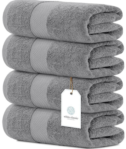 Luxury Bath Towels Set of 4 Large   700 GSM Cotton Ultra Soft Bath Towels 27x54