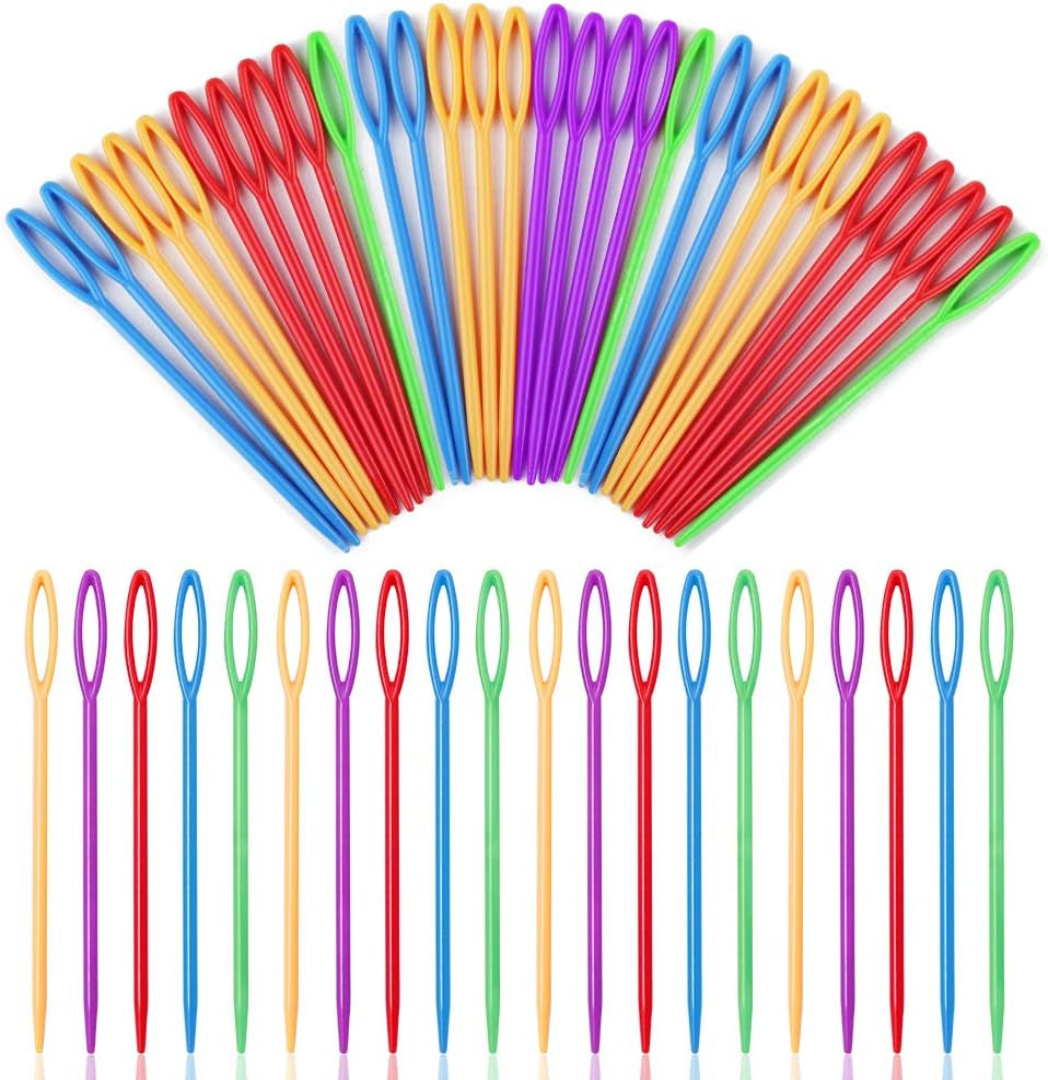 30 PCS Large Eye Plastic Needles, 2.7Inch/3.5Inch/5.9Inch Plastic Weaving Needles, Yarn Needles, Learning Needles, Safety Plastic Lacing Needles for DIY Sewing Handmade Crafts