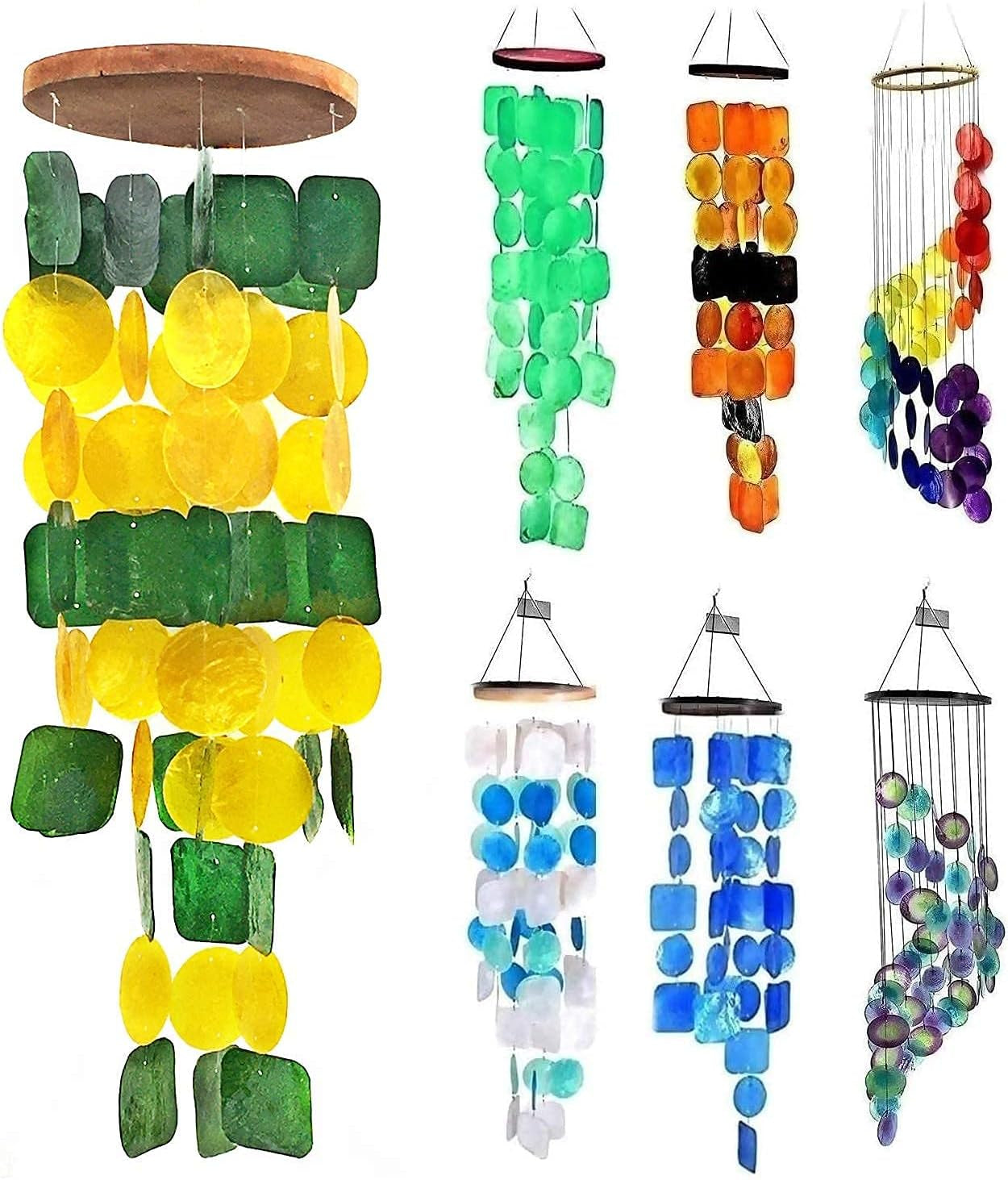 24898 Capiz Wind Chimes Sea Glass Shells Large 27 Inch outside Windchimes Home Decor Outdoor Garden Patio Yard Lawn Unique Gifts for Mom Grandma Woman Sympathy Memorial Remembrance
