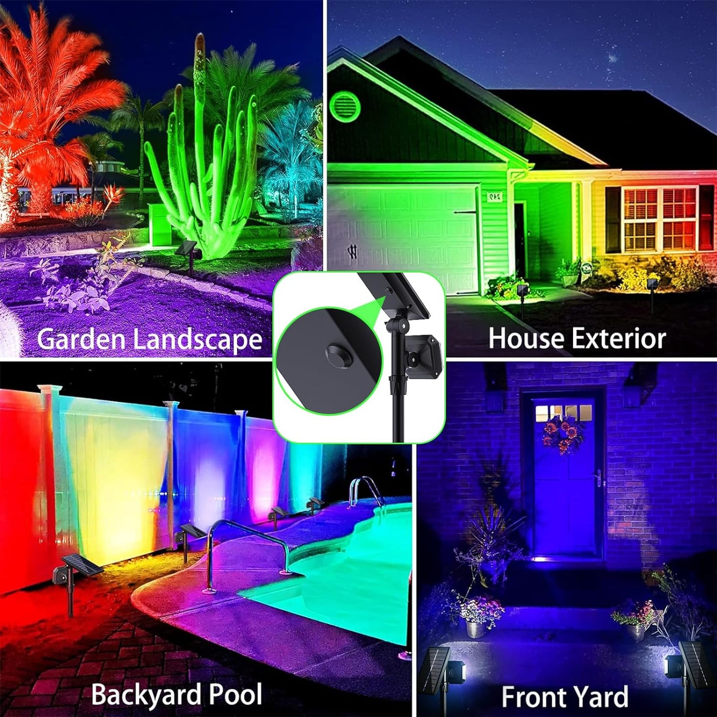 Solar Lights Outdoor Waterproof - Color Changing Solar Spot Lights Outside, Solar Powered Spotlight Landscape Lighting Halloween Spotlights for Tree Garden Yard Pathway Driveway House Christmas