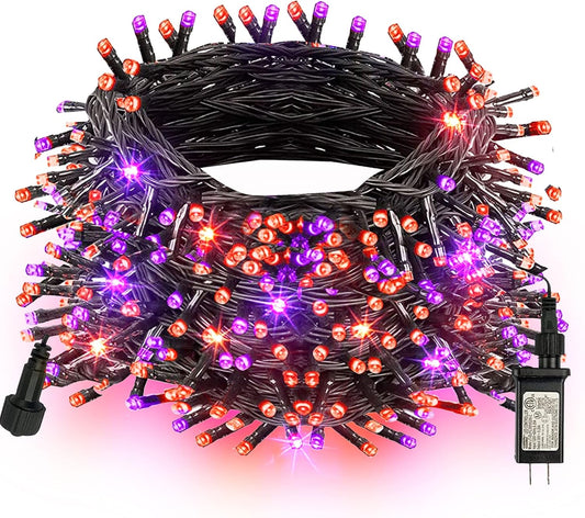 Halloween Lights, 200 LED 66FT Outdoor Halloween Lights Plug in with 8 Modes, Waterproof Halloween Lights Outdoor, Indoor Decorations for Party Yard Haunted House Decor, Orange and Purple