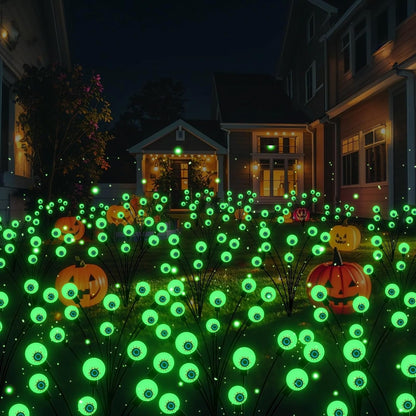 Halloween Decorations Outdoor Solar Scary Eyeball Lights, 2-Pack 16 LED Halloween Decor Solar Garden Lights, Waterproof Halloween Night Light Spooky Pathway Lights for Yard Patio Lawn Party