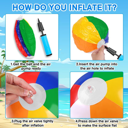 12"/20" Summer Inflatable Beach Balls Bulk Rainbow Swimming Pool Water Games Toys for Kids Summer Party Supplies Decorations