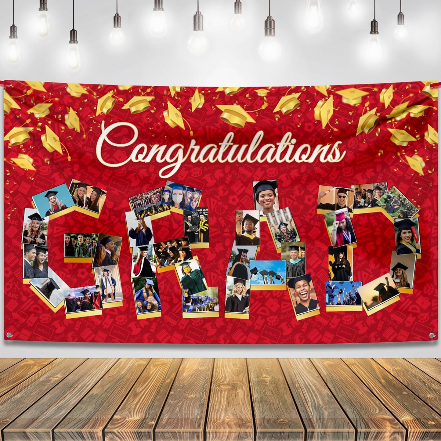 , Congratulations Grad Banner - Large, 72X44 Inch | Glitter Black and Gold Graduation Backdrop, Graduation Decorations Class of 2024 | Congratulations Banner, 2024 Graduation Party Decorations