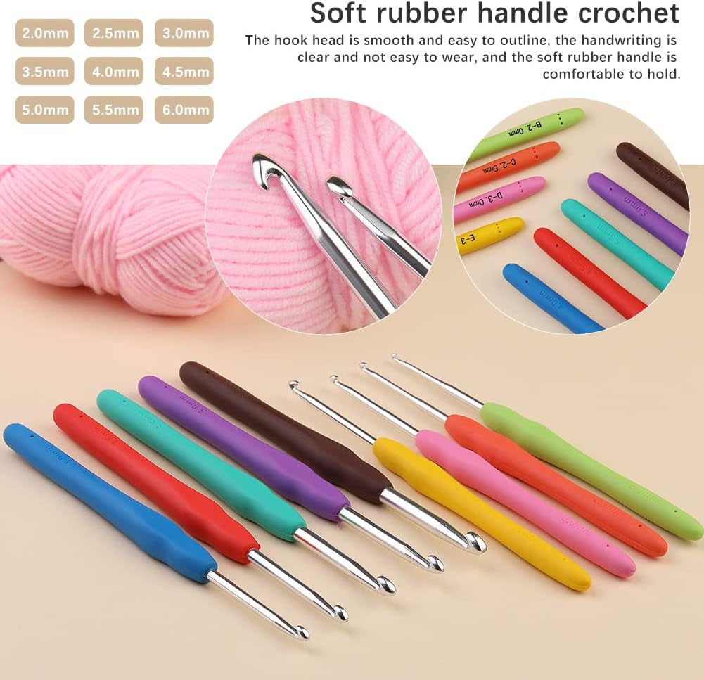 Crochet Kit for Beginners Adults, 107Pcs Beginner Knitting Kit with Crochet Yarn, Crochet Hooks, Crochet Tools, Crochet Starter Kit for Adults Beginner Craft DIY