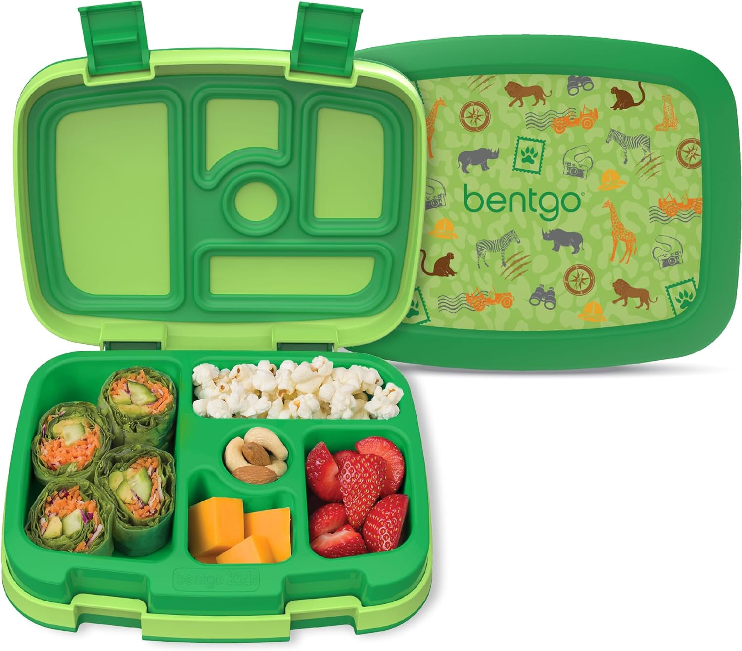 ® Kids Prints Leak-Proof, 5-Compartment Bento-Style Kids Lunch Box - Ideal Portion Sizes for Ages 3-7, Durable, Drop-Proof, Dishwasher Safe, & Made with Bpa-Free Materials (Dinosaur)