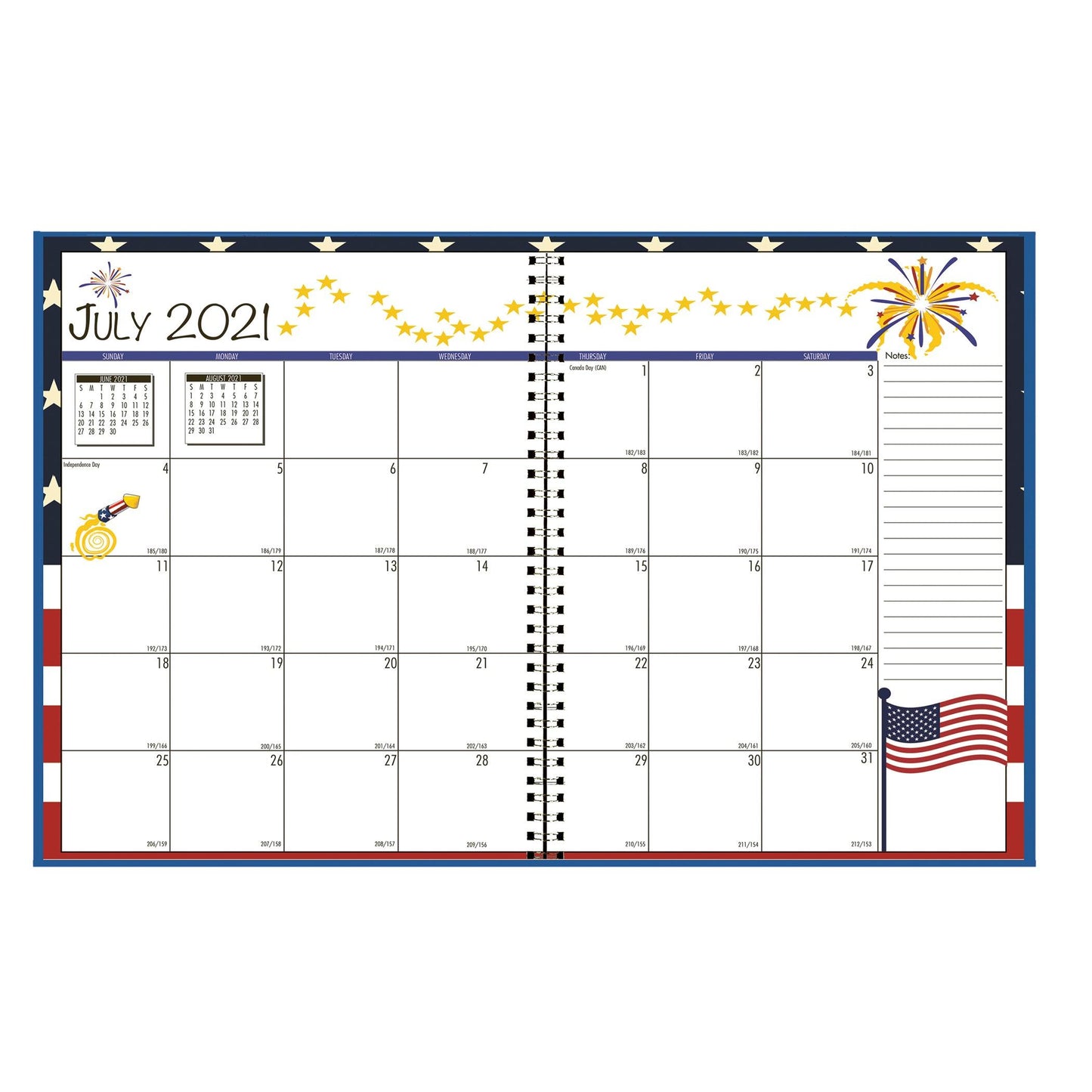 Academic Seasonal Monthly Calendar Planner, 12 Months July-June, 7" x 10", Pack of 2 - Loomini