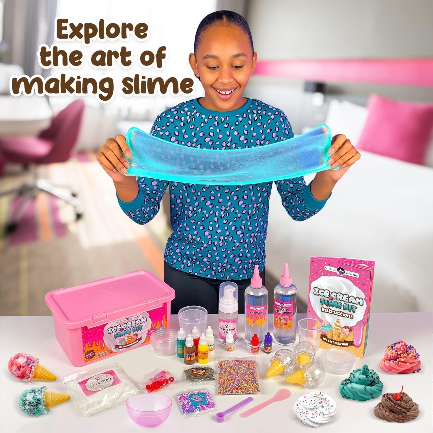 Ice Cream Slime Kit for Girls, Amazing Ice Cream Slime Making Kit to Make Butter Slime, Cloud Slime & Foam Slimes, Fun Gift Idea