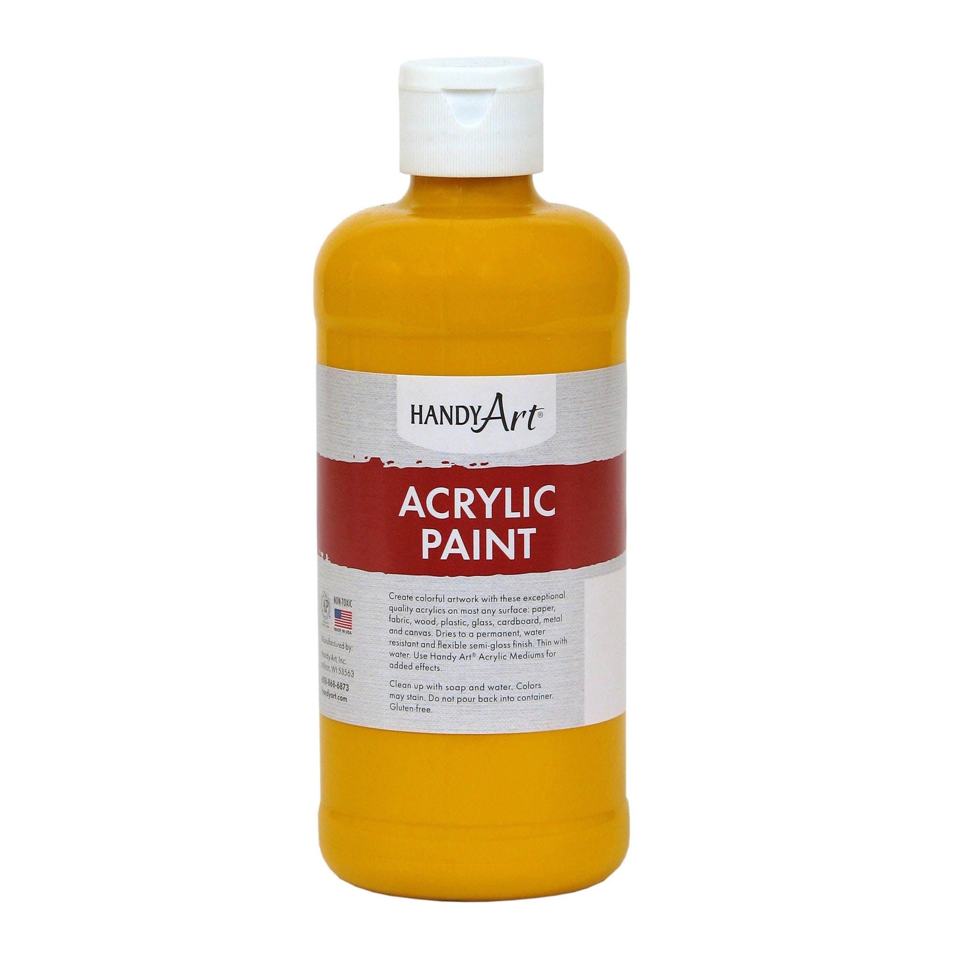 Acrylic Paint 16 oz, Deep Yellow, Pack of 3 - Loomini