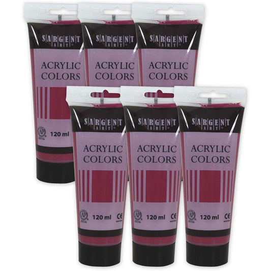 Acrylic Paint Tube, 120 ml, Alizarin Crimson, Pack of 6 - Loomini