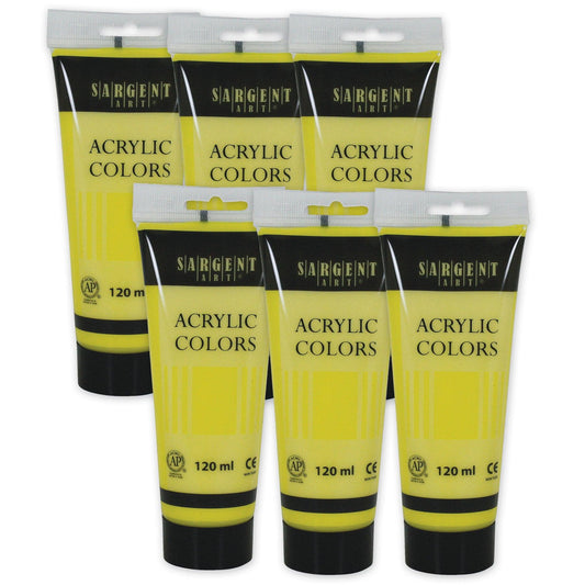 Acrylic Paint Tube, 120 ml, Lemon Yellow Cadmium, Pack of 6 - Loomini