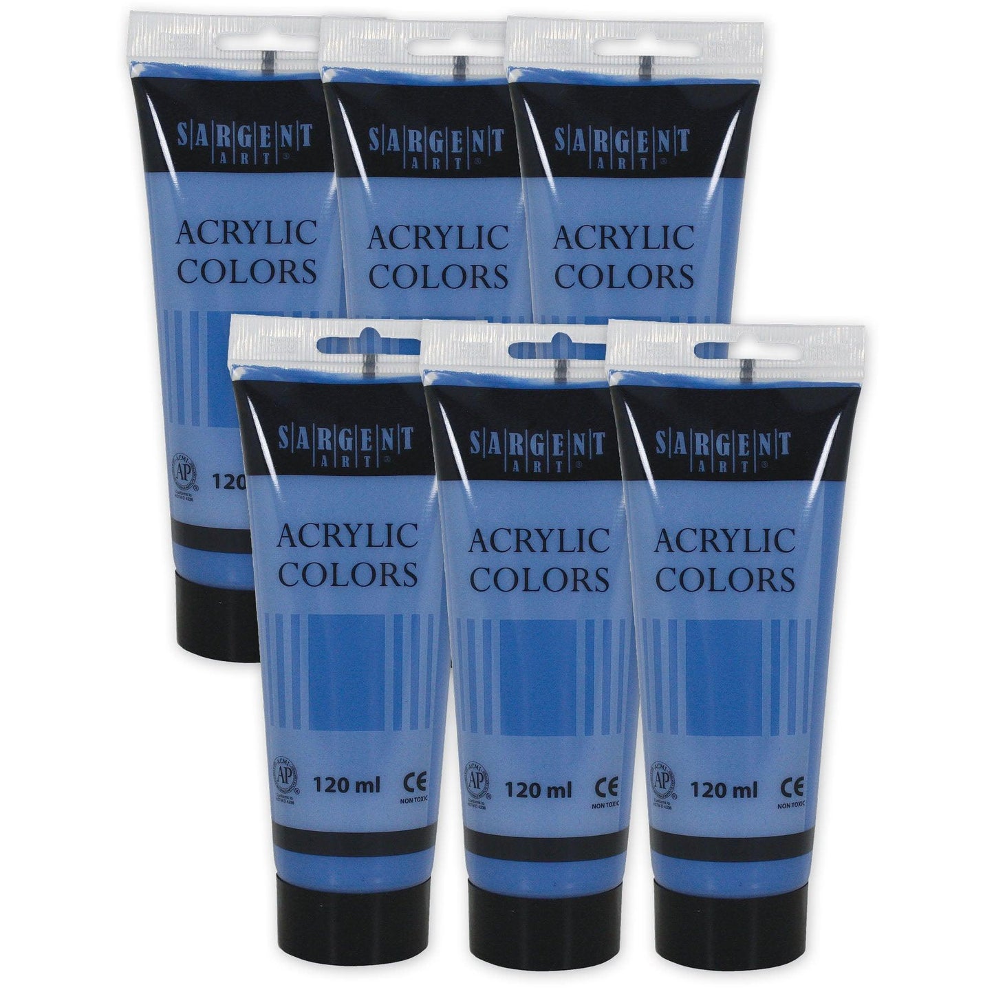 Acrylic Paint Tube, 120 ml, Primary Cyan, Pack of 6 - Loomini