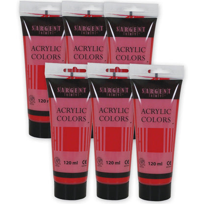 Acrylic Paint Tube, 120 ml, Scarlet Lake, Pack of 6 - Loomini