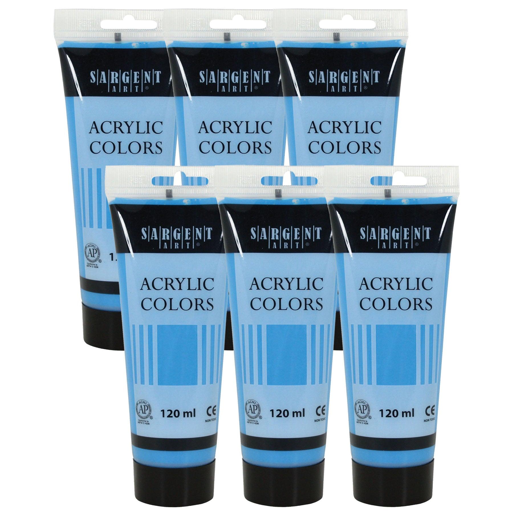 Acrylic Paint Tube, 120 ml, Sky Blue, Pack of 6 - Loomini