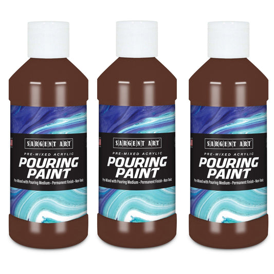 Acrylic Pouring Paint, 8 oz, Burnt Umber, Pack of 3 - Loomini