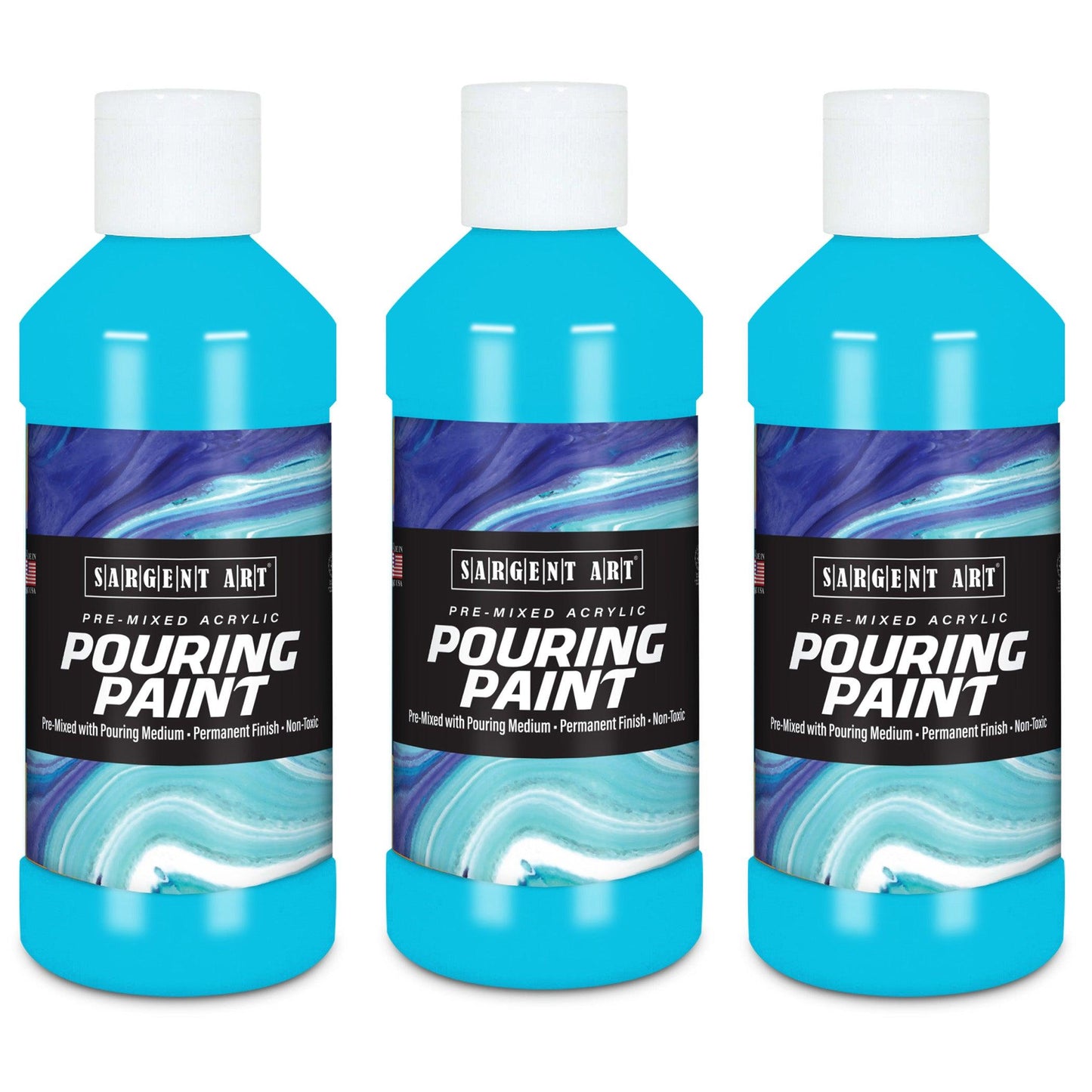 Acrylic Pouring Paint, 8 oz, Spectral Blue, Pack of 3 - Loomini