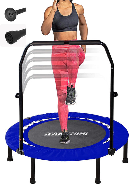 40" Folding Mini Fitness Indoor Exercise Workout Rebounder Trampoline with Handle, Max Load 330Lbs