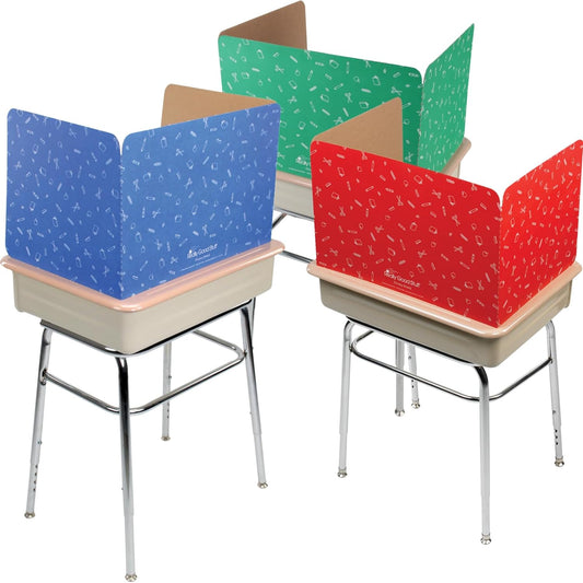 Standard Privacy Shield, 3 Colors, Set of 12, Matte Finish in Red, Green & Blue - Desk Dividers