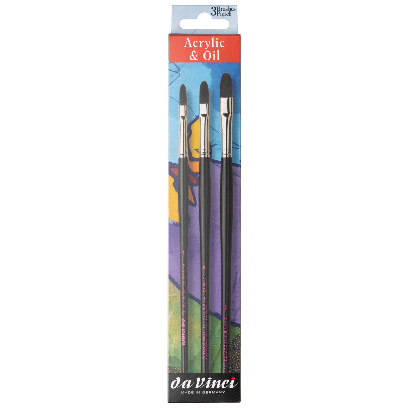 Artist Signature Collection by Evan Woodruffe, Acrylic Brushes, Assorted, 3 Brush Set