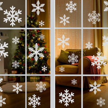 Kesoto 96PCS Christmas Decoration Snowflake Window Clings Glueless PVC Wall Stickers for Windows Glass for Christmas New Year Winter Party, 10 Sheets