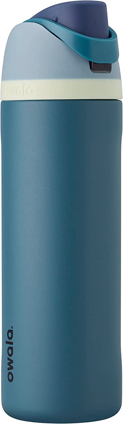 Freesip Insulated Stainless Steel Water Bottle with Straw for Sports and Travel, Bpa-Free, 24-Oz, Orchid/Orange (Tropical)