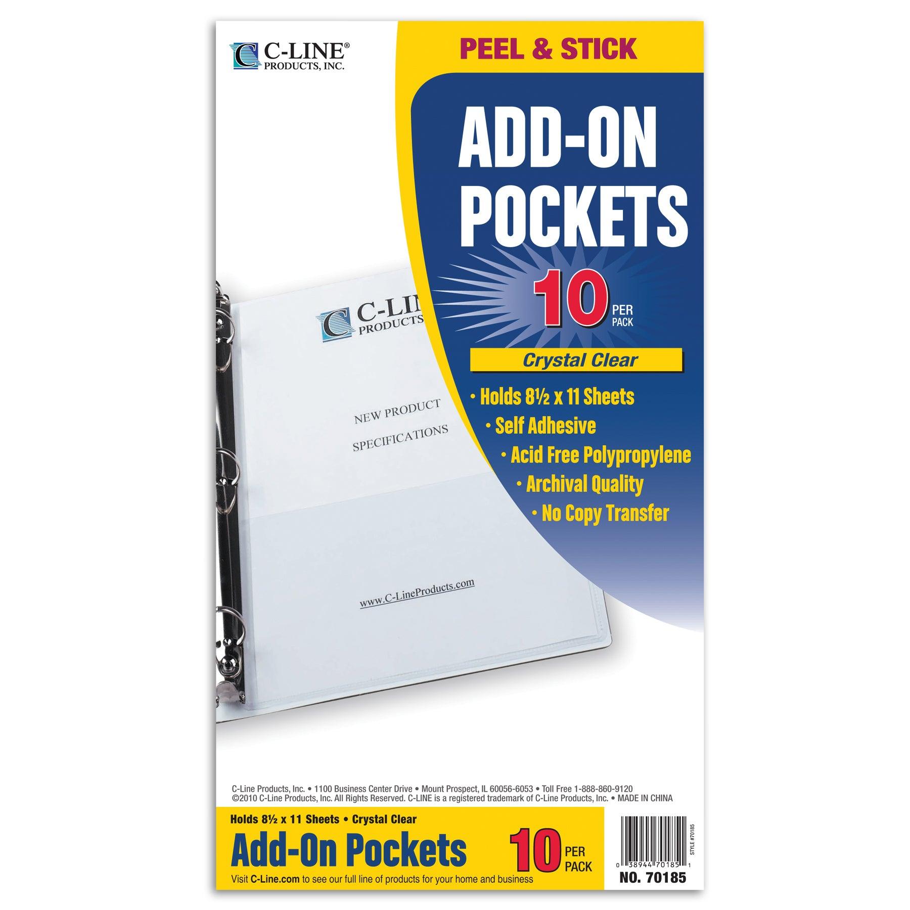 Add-On Filing Pocket, 8-3/4" x 5-1/8", 10 Per Pack, 5 Packs - Loomini