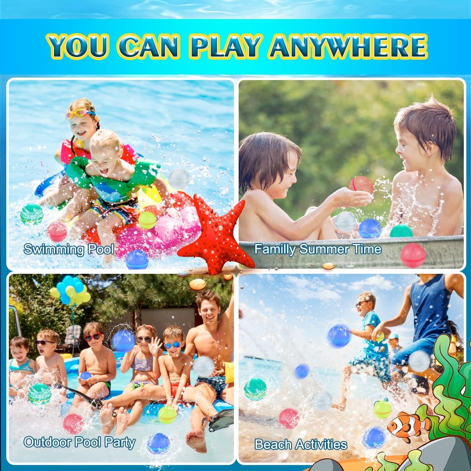 Self Sealing Reusable Water Balloons 20PCS Magnetic Water Balloons Quick Filling Water Balls Toys Silicone Water Splash Ball Water Bomb Cool Toys,Summer Pool Beach Outdoor Toys for Kids Ages 3 4 8 12+