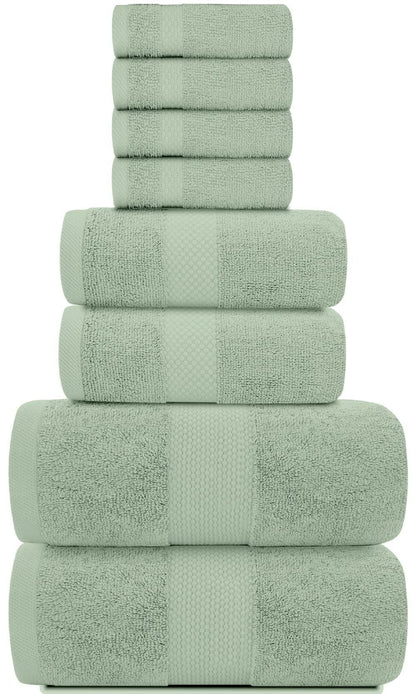 Luxury Green Bath Towel Set   Combed Cotton Hotel Quality Absorbent 8 Piece