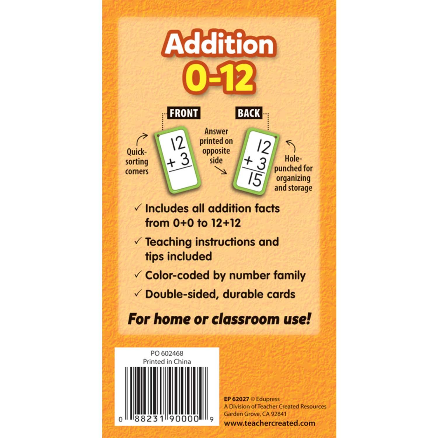 Addition Flash Cards - All Facts 0-12 - Loomini