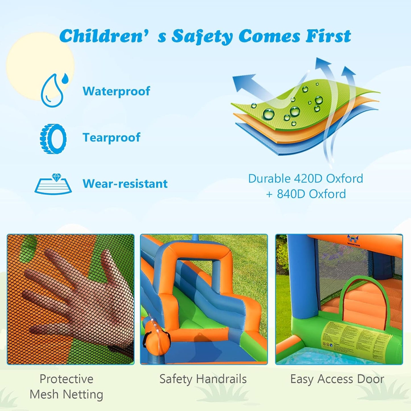Inflatable Water Slide, 7 in 1 Mega Water Park Bounce House Waterslide Combo for Outdoor Fun W/735W Blower, Climbing Walls, Blow up Water Slides Inflatables for Kids and Adults Backyard Gifts