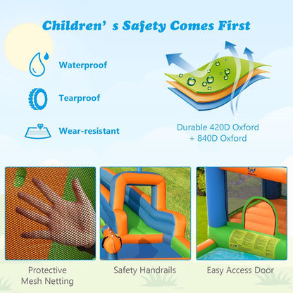 Inflatable Water Slide, 7 in 1 Mega Water Park Bounce House Waterslide Combo for Outdoor Fun W/735W Blower, Climbing Walls, Blow up Water Slides Inflatables for Kids and Adults Backyard Gifts