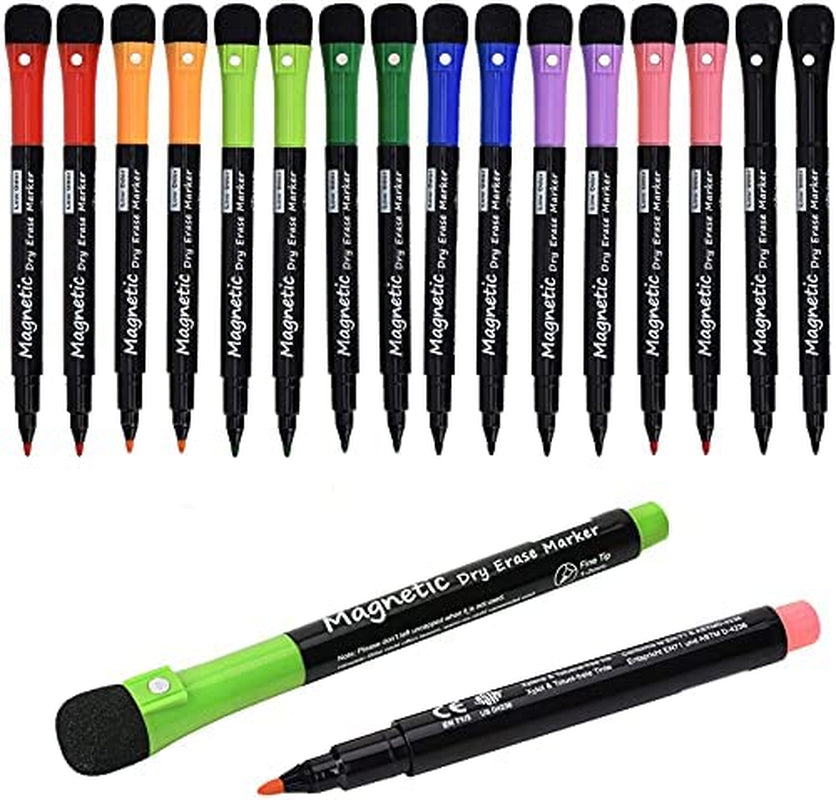 Magnetic Dry Erase Markers, (8 Pk) Dealkits Low Odor White Board Markers Whiteboard with Erasers for Kids Teacher Supplies Classroom Work on Board, Calender, Fine Tip Point