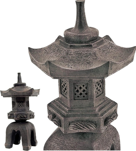 Pagoda Stupa Zen Garden Decor Lawn Ornament Nara Japanese Style Asian Temple Lighthouse Oriental Lantern Toro Outdoor Statue 17 Inch