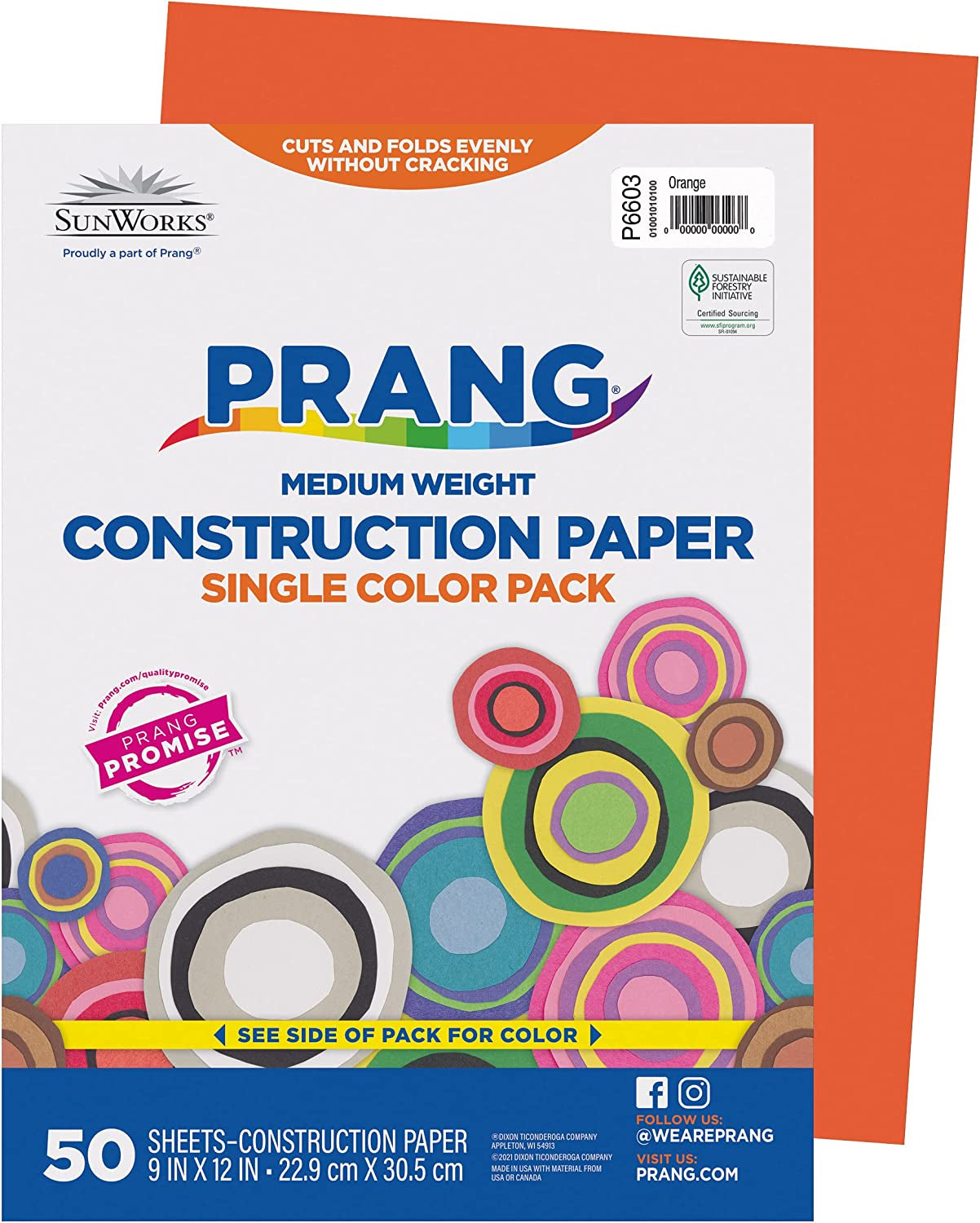 (Formerly ) Construction Paper, Orange, 9" X 12", 50 Sheets