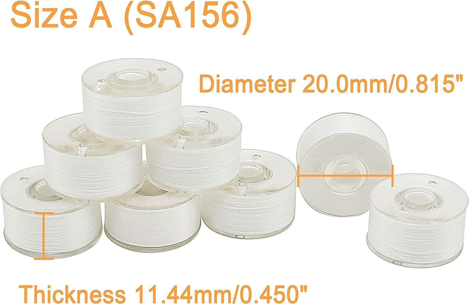 144Pcs White 60S/2(90WT) Prewound Bobbin Thread Plastic Size a SA156 for Embroidery and Sewing Machine Cottonized Soft Feel Polyester Thread Sewing Thread