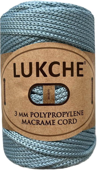 3Mm Premium Polyester Macrame Cord (147 Yards), (8.82 Oz) 100% Polypropylene Macrame Rope, Colorful Yarn Crochet Macrame Bag Craft for Wall Hangers, Bottom Plates, Carpets (Silver 1)