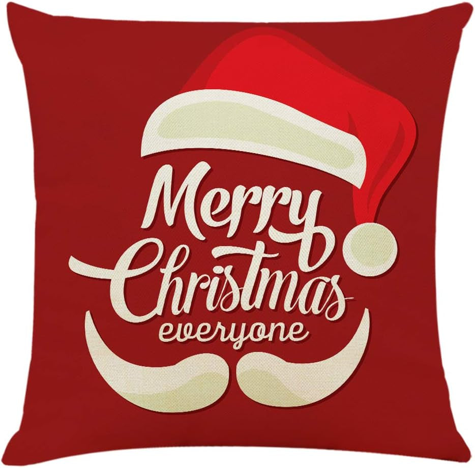 4PCS 18"X18" Throw Pillow Covers Christmas Decorative Couch Pillow Cases Cotton Linen Pillow Square Cushion Cover for Sofa, Couch, Bed and Car (Christmas-F)