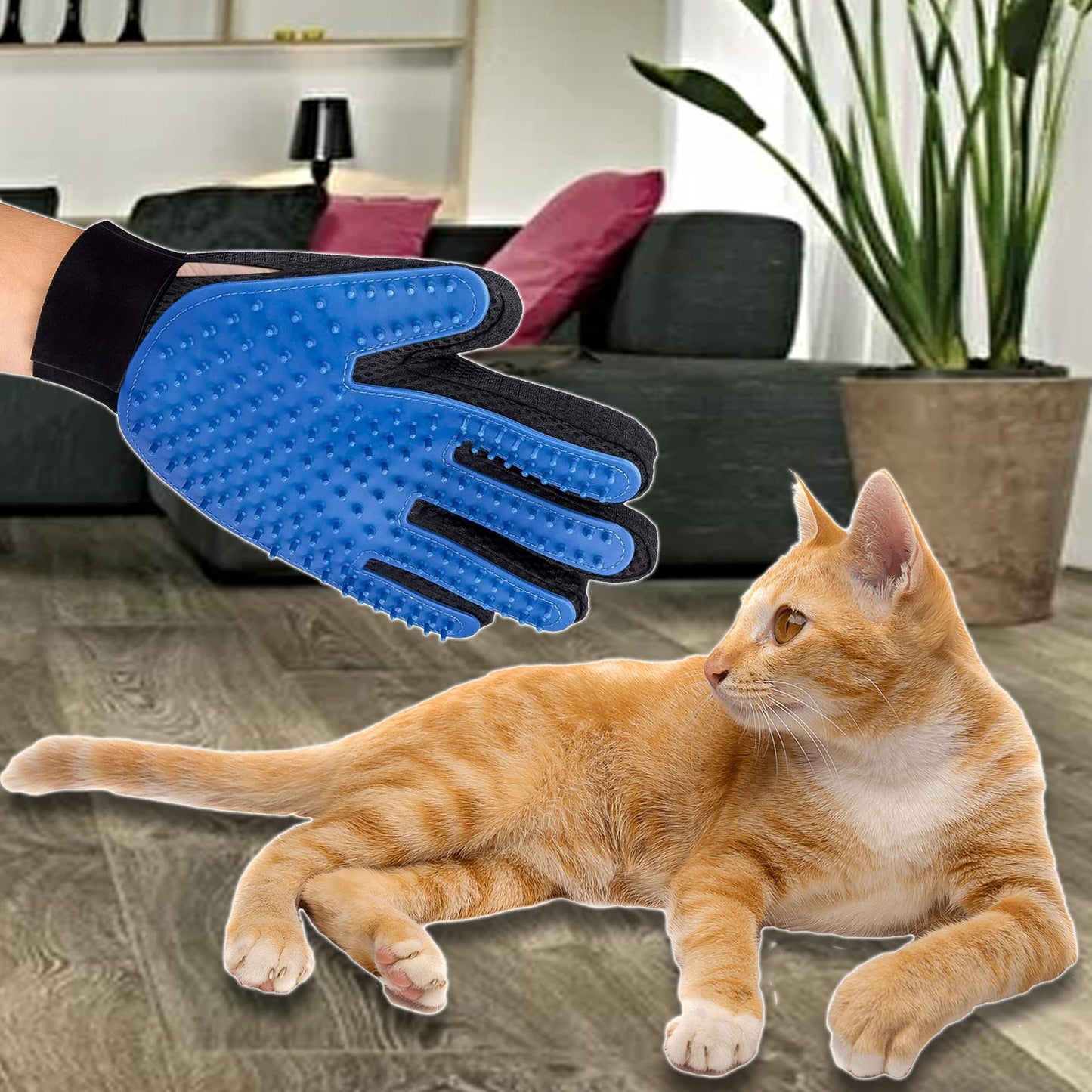 Pet Grooming Gloves Dog Brush Mitts Deshedding Hair Removal Massage Cat Horse