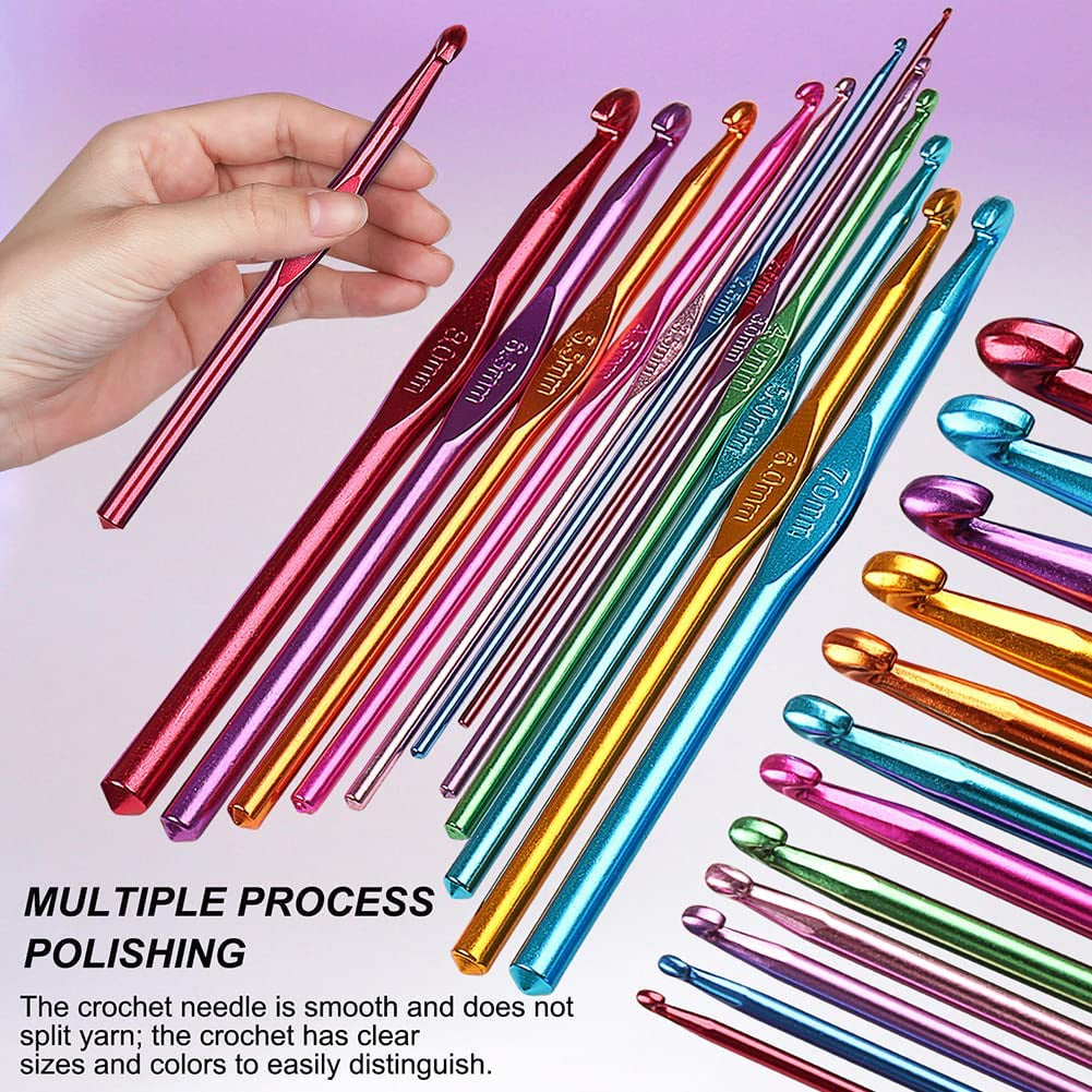 Crochet Hooks Kit with Case, 85-Piece, Ergonomic Crochet Needles Weave Yarn Kits DIY Hand Knitting Art Tools for Beginners and Experienced Crochet Lovers