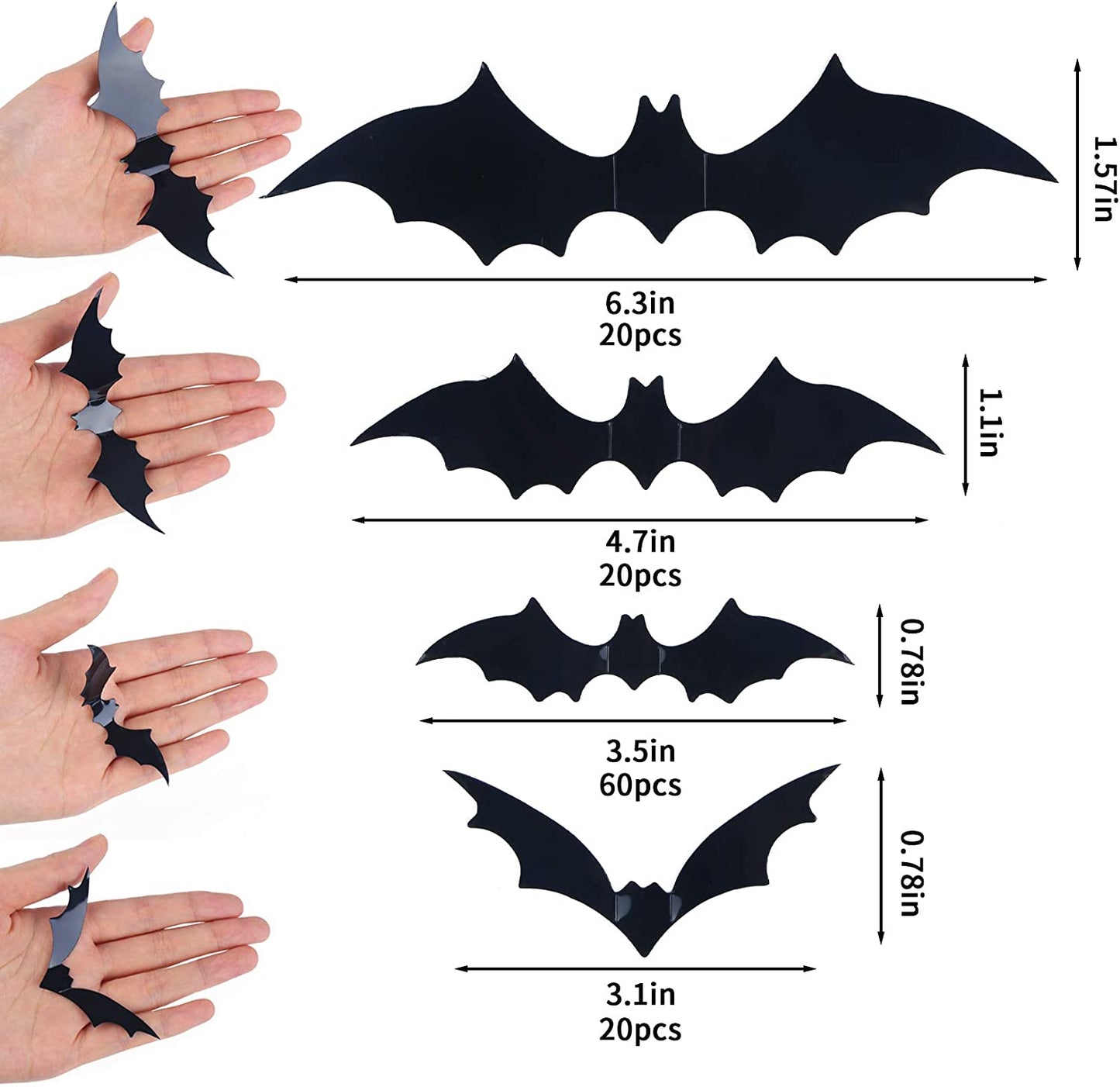 Bats Wall Decor,120 Pcs