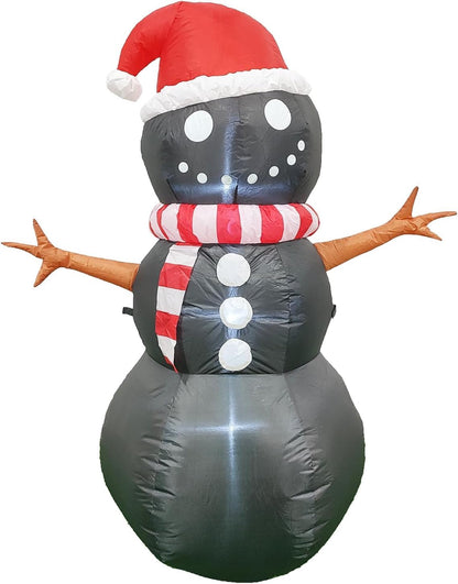 Christmas Decorations 5 FT Black Inflatable Snowman W/Christmas Hat Unique Holiday Blow up Outdoor/Indoor/House/Yard Decor Also Suitable for Halloween W/Led Lights & Free Storage Bag