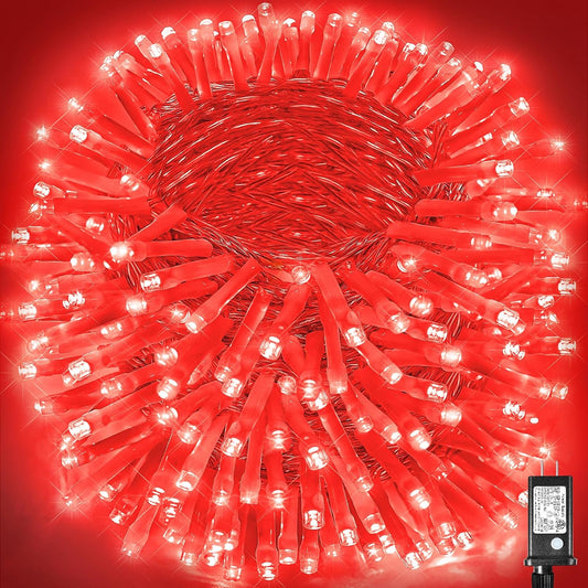 500 LED Red Halloween Lights, 165Ft Halloween String Lights 8 Modes Clear Wire, Connectable Waterproof Plug in Red Christmas Lights for Bedroom Indoor Outdoor Valentines Christmas Decorations