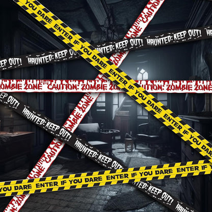 Halloween Zombie Caution Tape & Zombie Posters Pack, Fright Tape Bundle for Zombie Party or Halloween Party